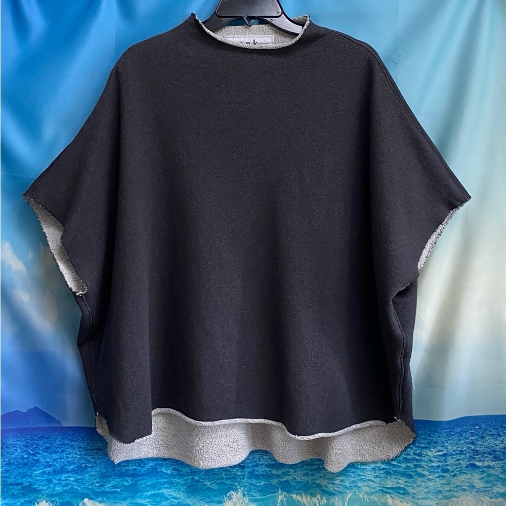 Frank & Eileen Audrey Funnel Neck Cotton Capelet Sweatshirt Size: OS Charcoal